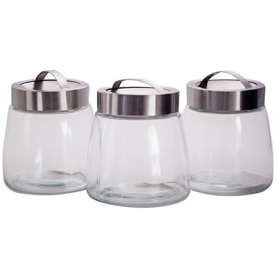 Consol Soho Glass Canister With S/Steel Lid - 3 Piece Set 