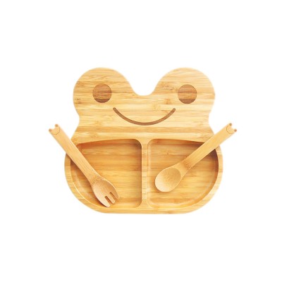 La-Boos Kids Bamboo Frog Plate & Cutlery