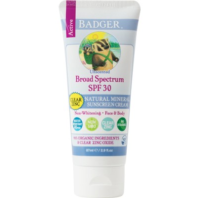 Badger SPF 30 Clear Zinc Sunscreen Cream