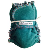Pokkelokkie Blue Fitted Hemp Nappy (Rainbow Trim)